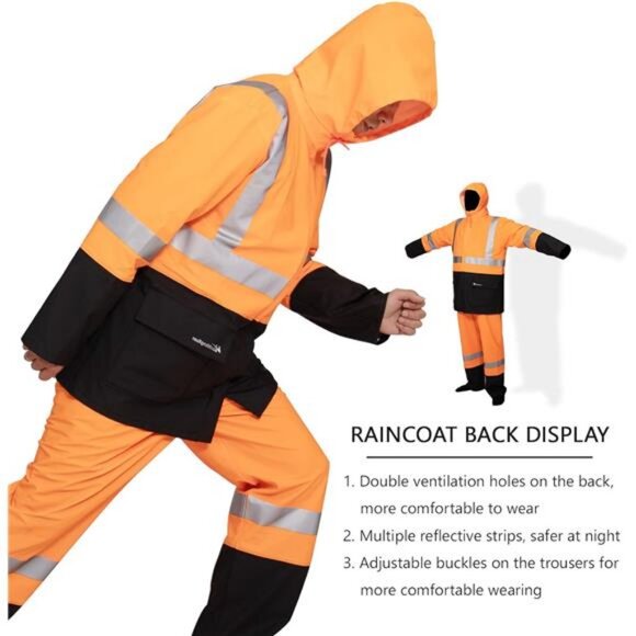 Rain Suits for Men Women Waterproof Heavy Duty Raincoat Fishing Rain Gear Jacket - Picture 4 of 8